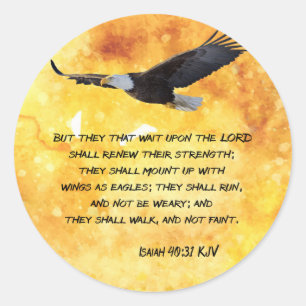 Adesivo Redondo Isaiah 40:31 Sticker Cristão