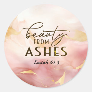 Adesivo Redondo Isaiah 61 3 Beleza da Bíblia Ashes Verse Pink