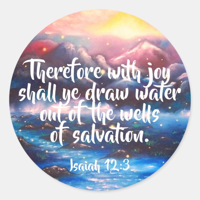 Adesivo Redondo Isaías 12:3 | Autocolantes cristãos (Frente)