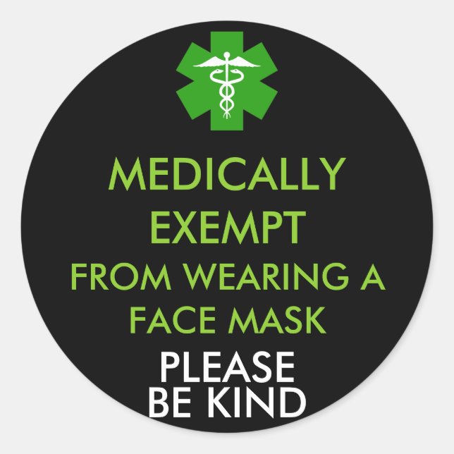 Adesivo Redondo Isento Médico De Máscaras (Frente)