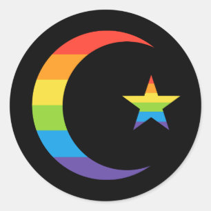 Adesivo Redondo Islã Crescente e Estrela Muçulmana Orgulho gay