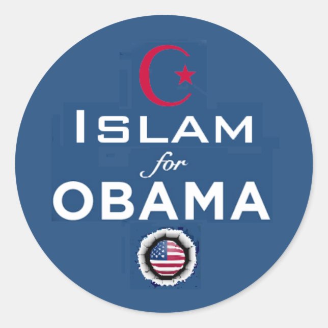 Adesivo Redondo ISLAM Obama Sticker (Frente)