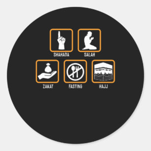 Adesivo Redondo Islam Shahada Salah Hajj Meca Allah Oferta Muçulma