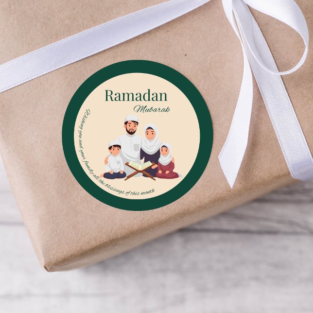 Adesivo Redondo Islamic Ramadan Greeting Sticker – Family Theme (Criador carregado)