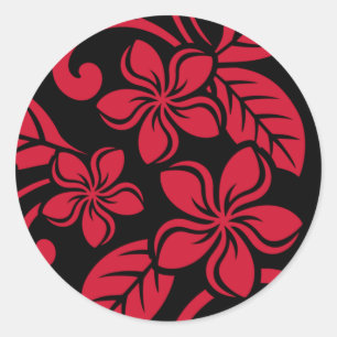 ADESIVO REDONDO ISLAND PLUMERIA (PRETO/VERMELHO) CLÁSSICA ROUND ST