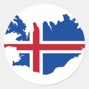 Adesivo Redondo Islândia É mapa da bandeira de Ísland