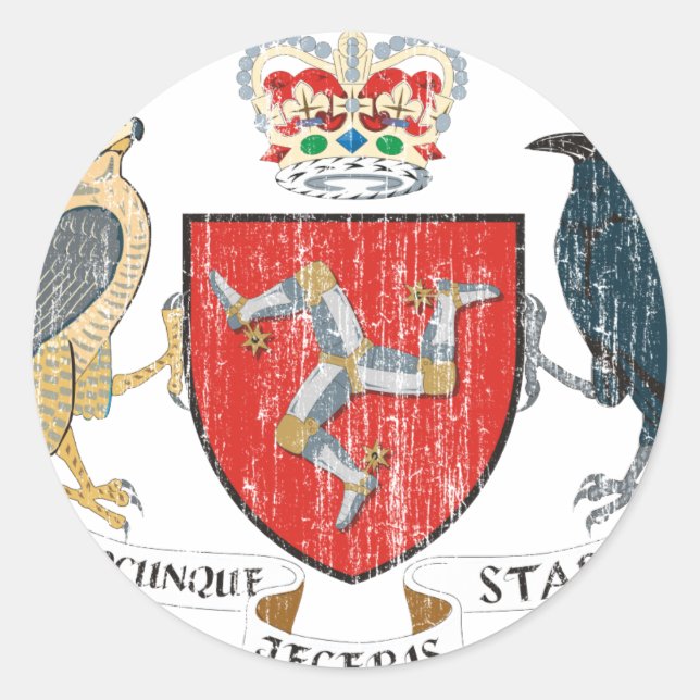 Adesivo Redondo Isle Of Mann Casaco De Arms (Frente)