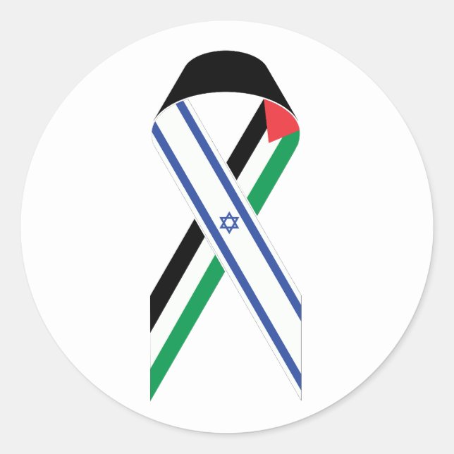 Adesivo Redondo Israel e a Palestina banham a paz (Frente)