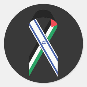 Adesivo Redondo Israel e Palestina - bandeira negra da fita de paz