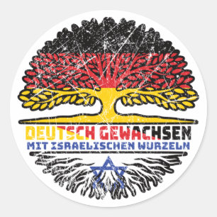 Adesivo Redondo Israel Israelisch Deutsch Alemanha Baum Wurzel