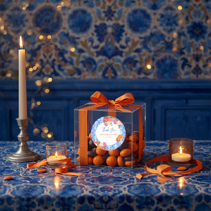 Adesivo Redondo Isso é um chá de panela de azulejos azuis mediterr