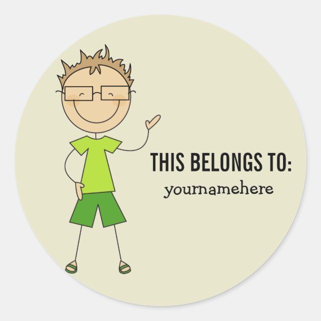 Adesivo Redondo ISSO PERTENCE A Vestir um Menino (Frente)