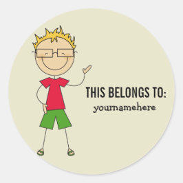 Adesivo Redondo ISSO PERTENCE A Vestir um Menino