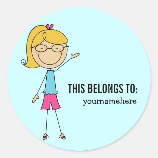 Adesivo Redondo ISSO PERTENCE A Vestir uma garota (Frente)