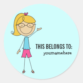 Adesivo Redondo ISSO PERTENCE A Vestir uma garota