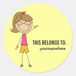 Adesivo Redondo ISSO PERTENCE A Vestir uma garota