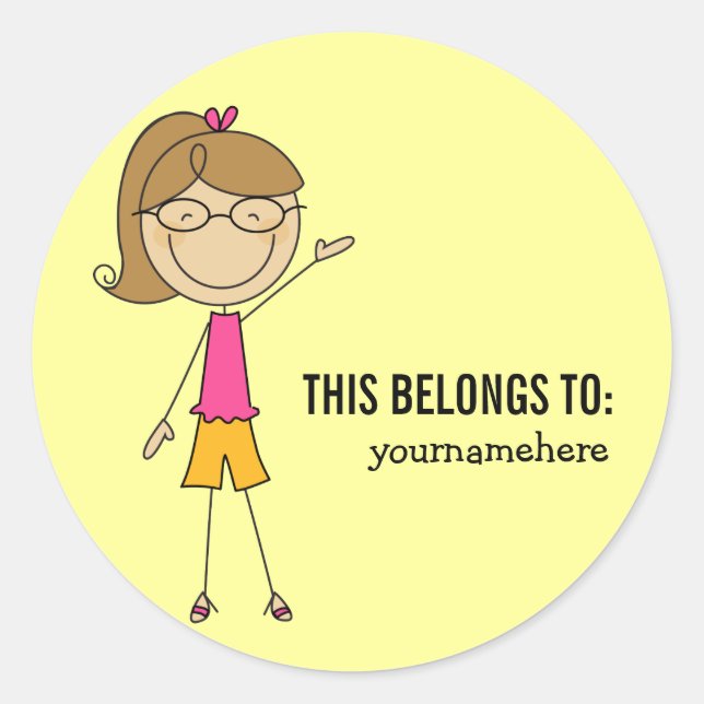 Adesivo Redondo ISSO PERTENCE A Vestir uma garota (Frente)