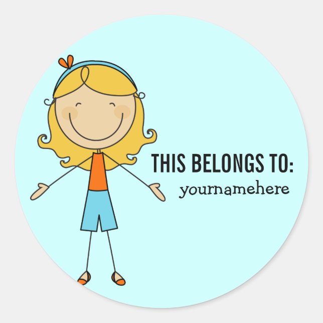 Adesivo Redondo ISSO PERTENCE A Vestir uma garota (Frente)