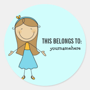 Adesivo Redondo ISSO PERTENCE A Vestir uma garota