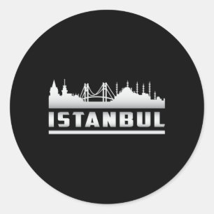 Adesivo Redondo Istambul Turquia Cidade Skyline Cityscape Funny Gi