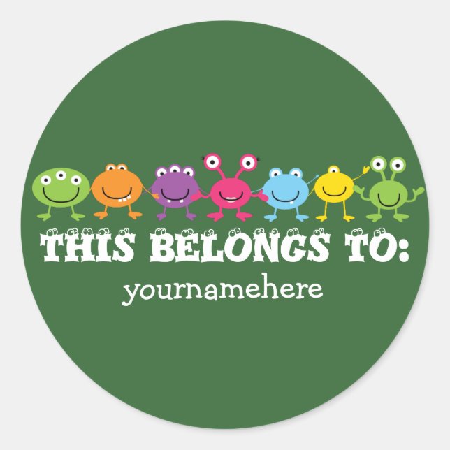 Adesivo Redondo ISTO PERTENCE A Alienígenas BONITAS (Frente)