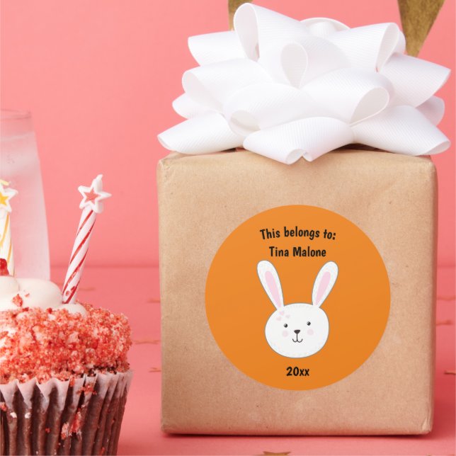 Adesivo Redondo Isto Pertence À Laranja De Coelho Coelho Coelhinho (Festa)