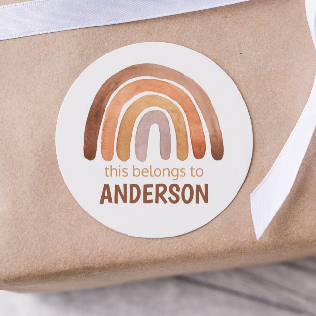 Adesivo Redondo "Isto Pertence A..." Nome Terrestre do Arco-Íris (Criador carregado)