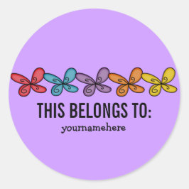 Adesivo Redondo ISTO PERTENCE A Vinhetas da Flor da Porta