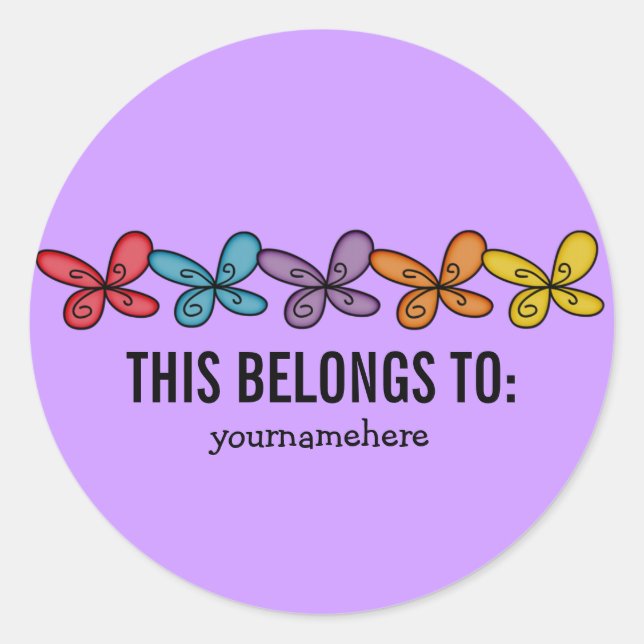 Adesivo Redondo ISTO PERTENCE A Vinhetas da Flor da Porta (Frente)