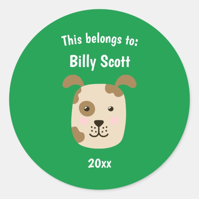 Adesivo Redondo Isto pertence ao Cachorro da Escola (Frente)