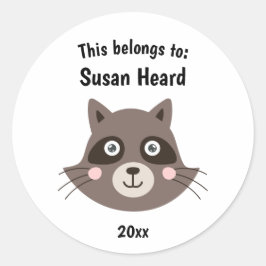 Adesivo Redondo Isto pertence ao guaxinim da escola