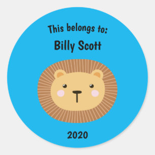 Adesivo Redondo Isto pertence ao Lion School Face Blue