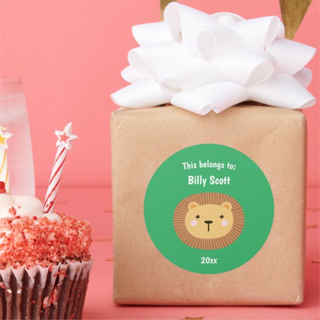 Adesivo Redondo Isto pertence ao Lion School Face Green (Festa)