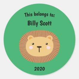 Adesivo Redondo Isto pertence ao Lion School Face Green