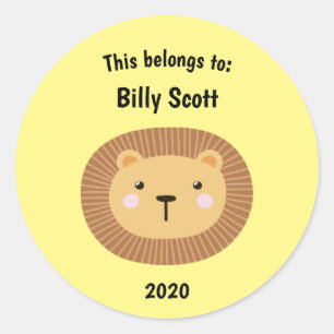 Adesivo Redondo Isto pertence ao Lion School Face Yellow