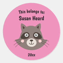 Adesivo Redondo Isto pertence ao Rosa-guaxinim da Escola