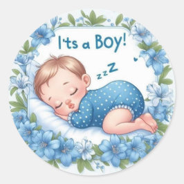 Adesivo Redondo It’s a Boy Baby Shower Sticker
