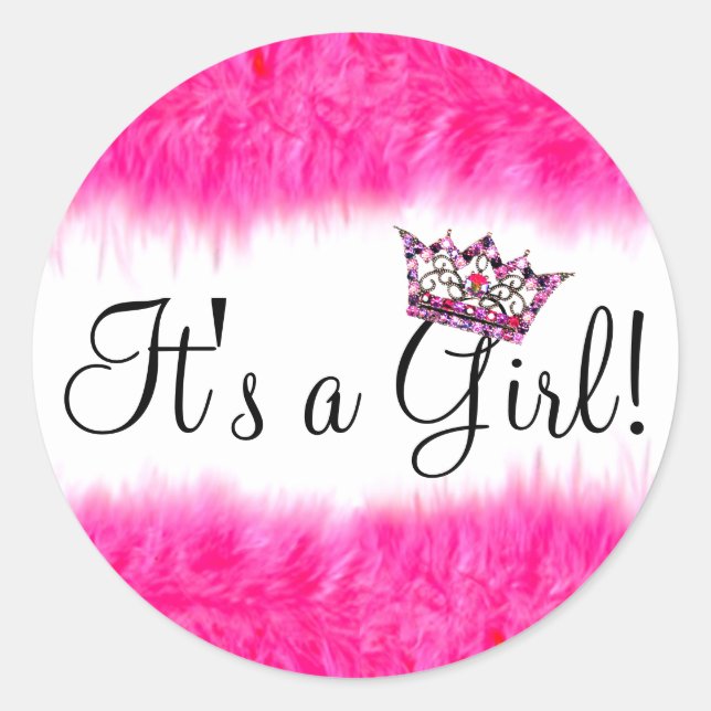 Adesivo Redondo  “It’s a Girl!” Tiara Baby  (Frente)