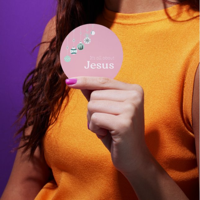 Adesivo Redondo  It’s All About Jesus – Pink Pastel Christmas (Criador carregado)
