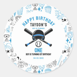 Adesivo Redondo It’s Game Time Baseball 1st Birthday – Fun Kids 