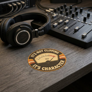 Adesivo Redondo It’s Not Clipping, It’s Character – Audio Engineer