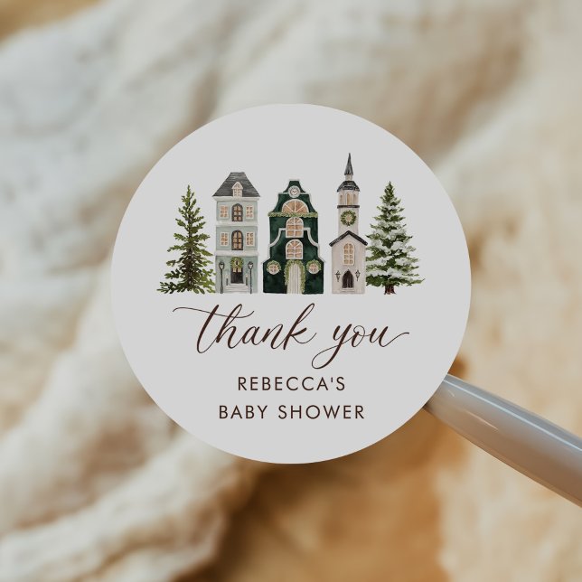 Adesivo Redondo It Takes a Village Christmas Baby Shower (Criador carregado)