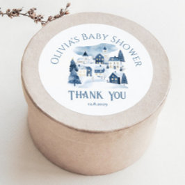 Adesivo Redondo It takes a Village Winter Night Snow Thank you