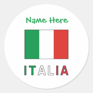 Adesivo Redondo Itália e Bandeira Italiana Green Personalização