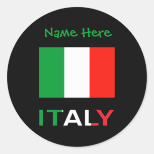 Adesivo Redondo Itália e Bandeira Italiana Verde Personalização Ma