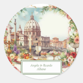 Adesivo Redondo Itália Elegante, convite para jantar em Florença,