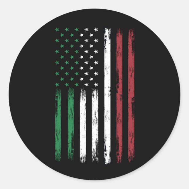 Adesivo Redondo Itália EUA Bandeira 4 de julho Patriótico American (Frente)