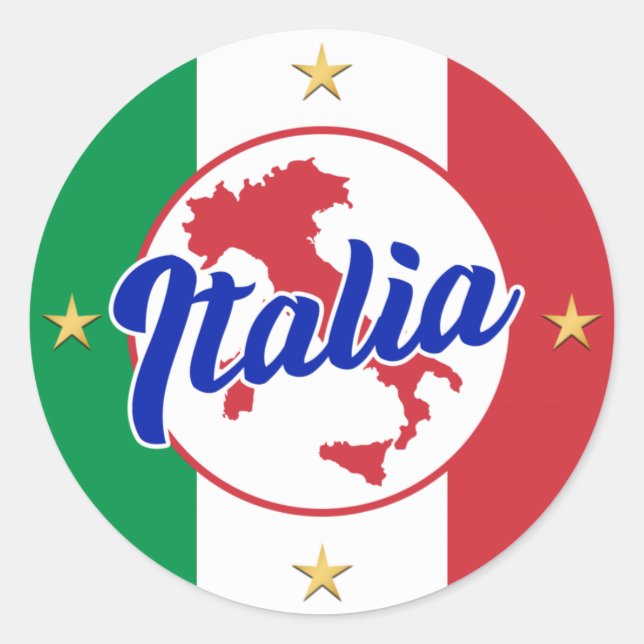 Adesivo Redondo Italia Flag & Map (Frente)