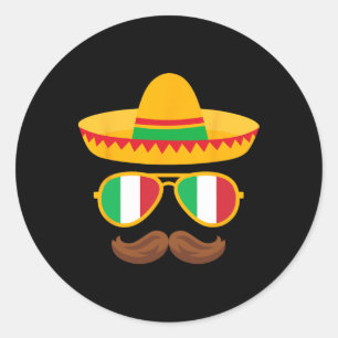 Adesivo Redondo Itália Flag Sungles Italiano Cinco De Mayo Mexican
