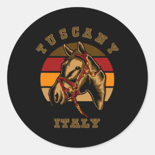 Adesivo Redondo Itália Horseck Riding Horse Retro Style Tuscany es